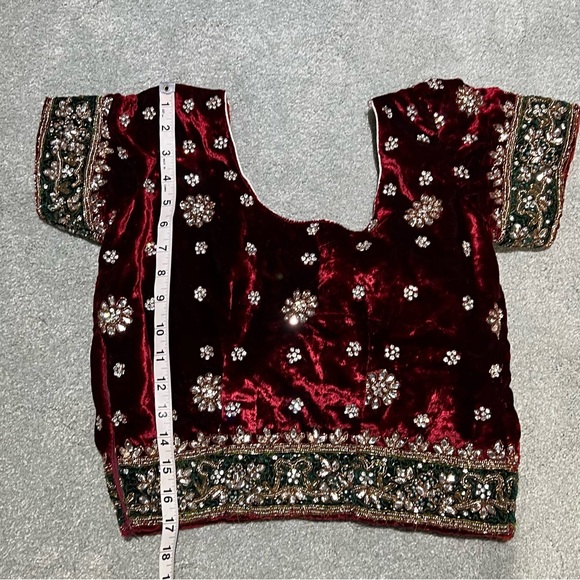 Women’s Velvet Maroon Wedding / Reception Lengha - 3 piece brand new - Picture 3 of 15